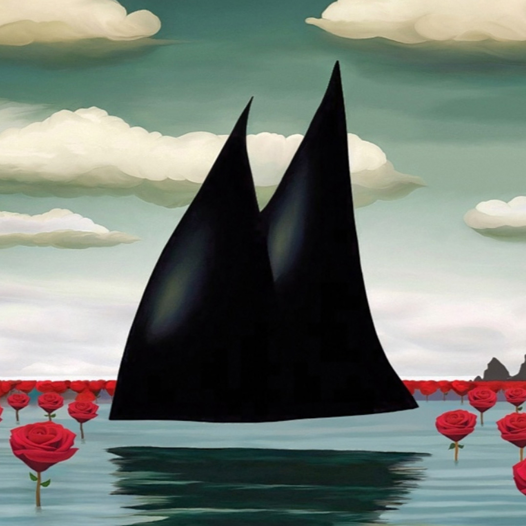 Les Petites Filles et la Voile Noire est une œuvre d'art digitale qui représente des fillettes sur une petite barque de pêcheur, entourée de roses rouges et d'un ciel nuageux. Face à elle une immense voile noire en lévitation. Kika Gomez Ilian a utilisé des couleurs vives dans cette composition artistique